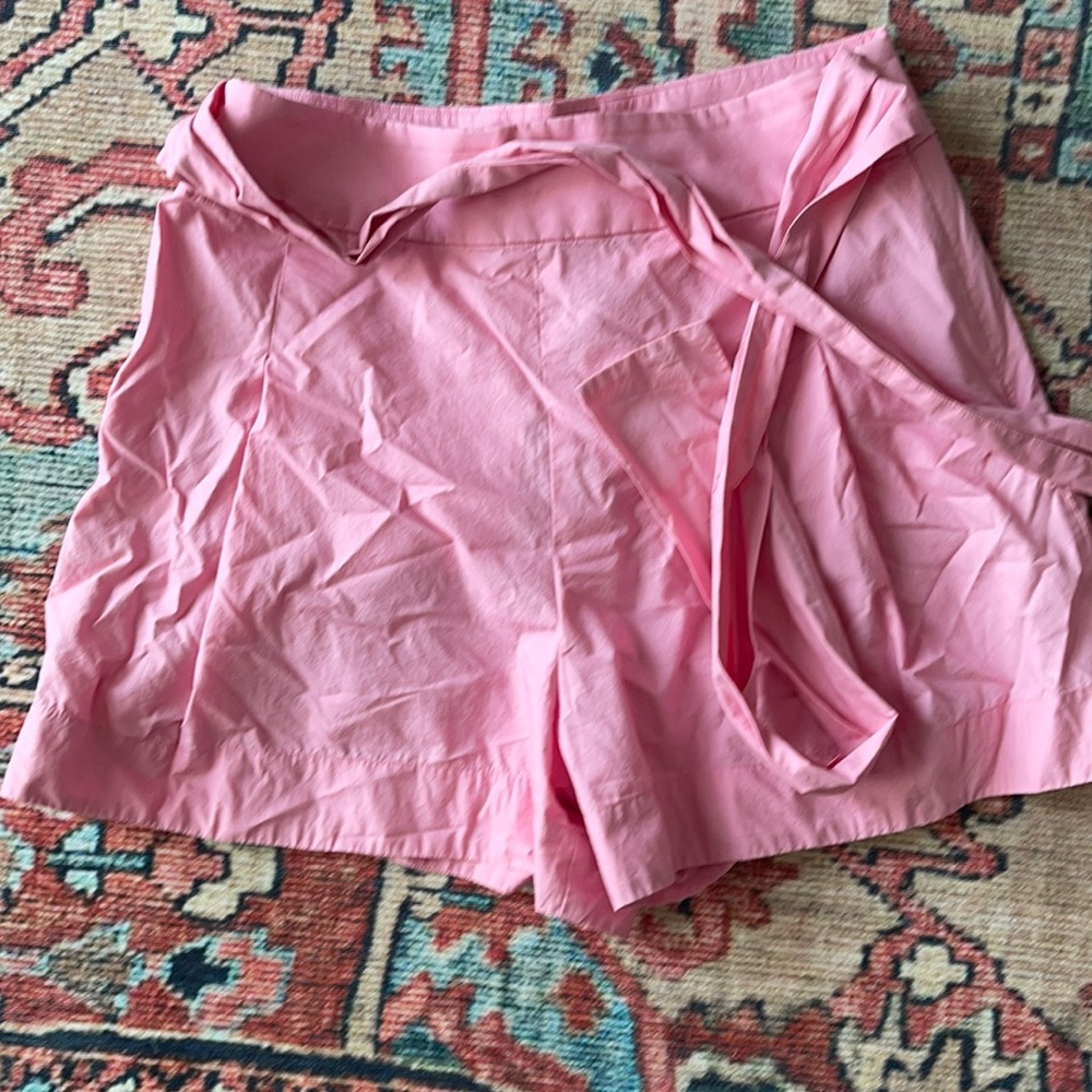 J crew cotton pink shorts pleated with tie front
